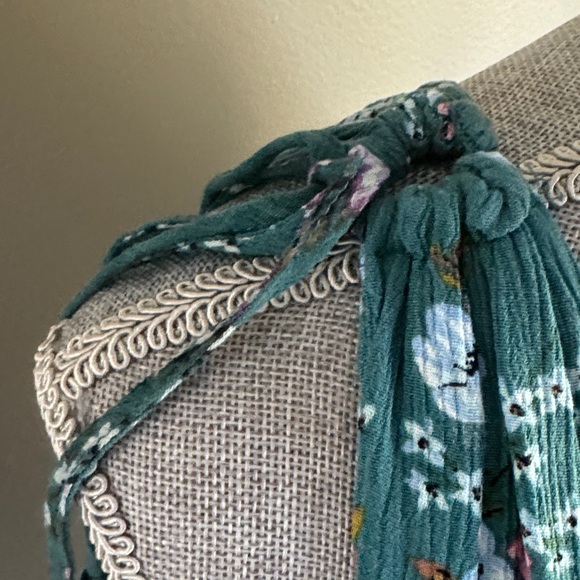 Aeropostale Green Floral Tie-Shoulder Sundress - Teal Floral Dress Size-Small - Picture 12 of 16